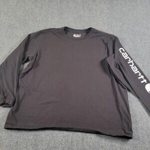 Carhartt Shirt Mens 2XL Black Loose Fit Long Sleeve Logo Workwear TK0231-W